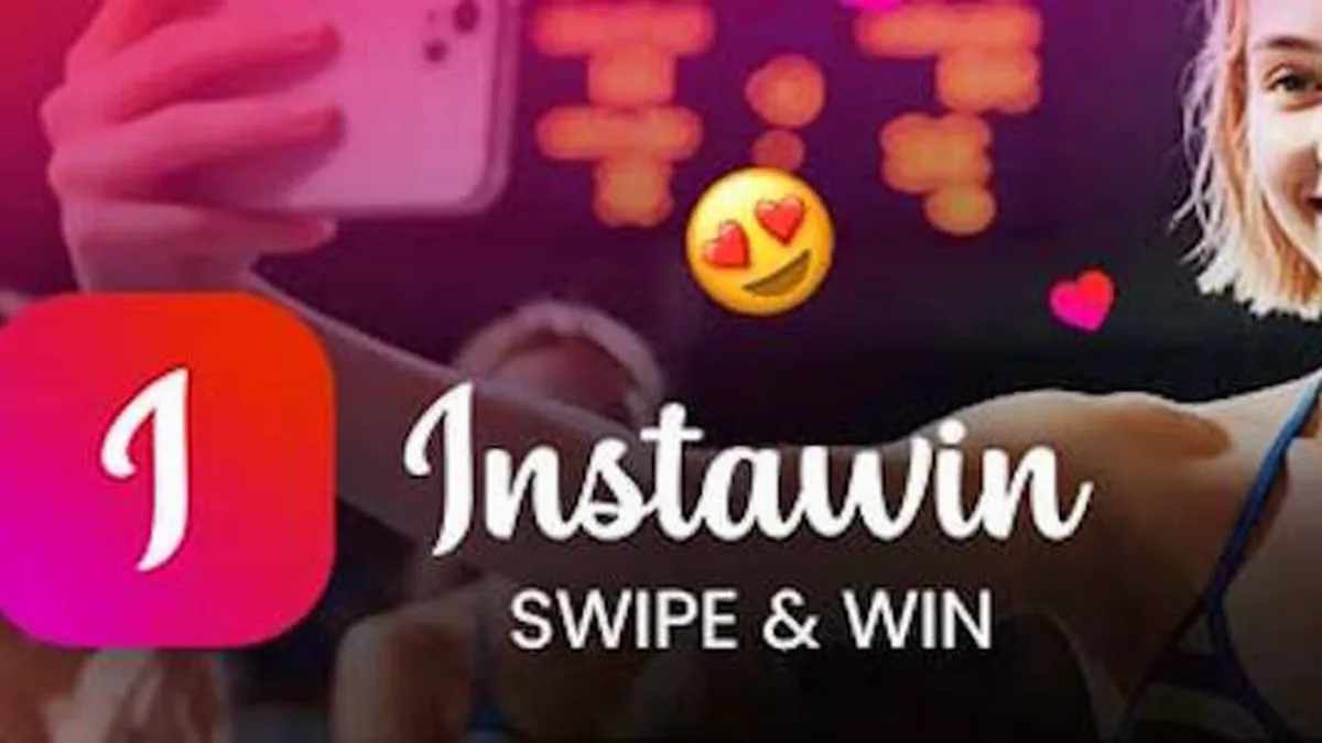 Antarmuka permainan Instawin dengan format kartu pos